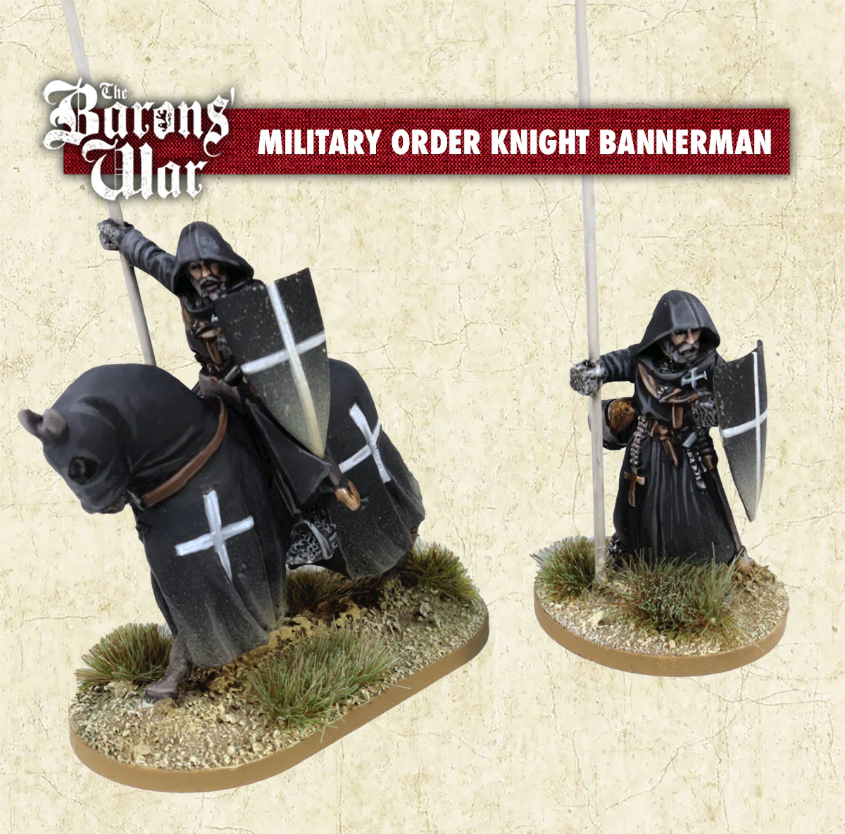 Footsore Miniatures Barons War OTR13 Military Order Knight Bannerman