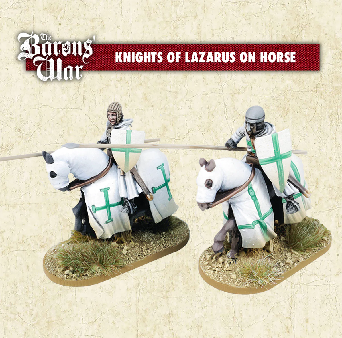 Footsore Miniatures Barons War OTR16 Knights of Lazurus on horse (2)