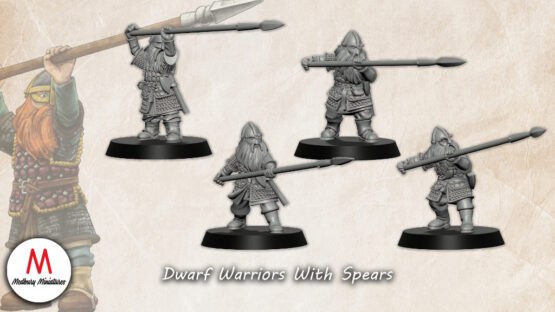 Medbury Miniatures: Dwarven Warriors with Spears (4)