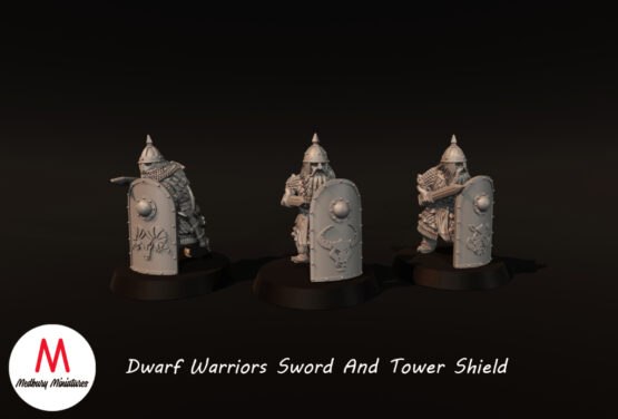 Medbury Miniatures: Zwergen-Krieger mit Schwert und Turmschild (3)