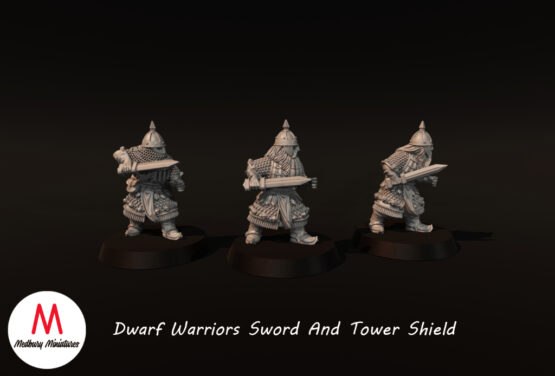 Medbury Miniatures: Zwergen-Krieger mit Schwert und Turmschild (3) – Bild 2