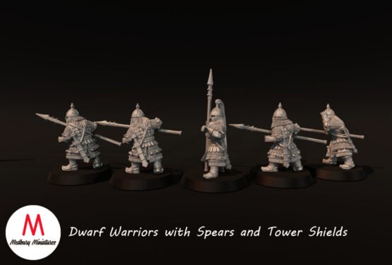 Medbury Miniatures: Dwarven Warriors with Spears and Tower Shields (5) - Image 2