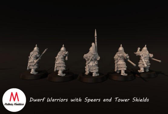 Medbury Miniatures: Dwarven Warriors with Spears and Tower Shields (5) - Image 3