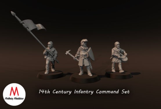Medbury Miniatures: Early 14th Infantry Command Set (3)