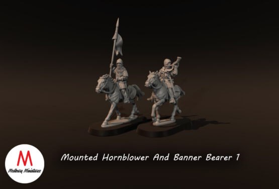 Medbury Miniatures: Mounted Hornblower and banner bearer 1 (2)