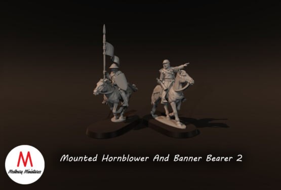 Medbury Miniatures: Mounted Hornblower and banner bearer 2 (2)