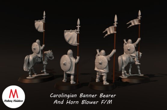 Medbury Miniatures: Carolingian Banner and Hornblower (mounted & on foot) (4) - Image 2