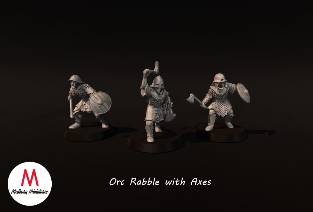 Medbury Miniatures: Orc Rabble With Axes (3)