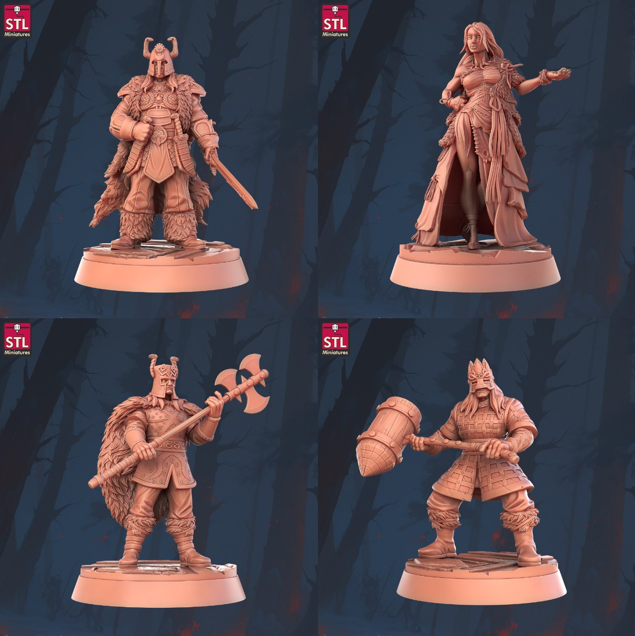 STL-Miniatures: Conan the Barbarian Movie Set B Villians (4)