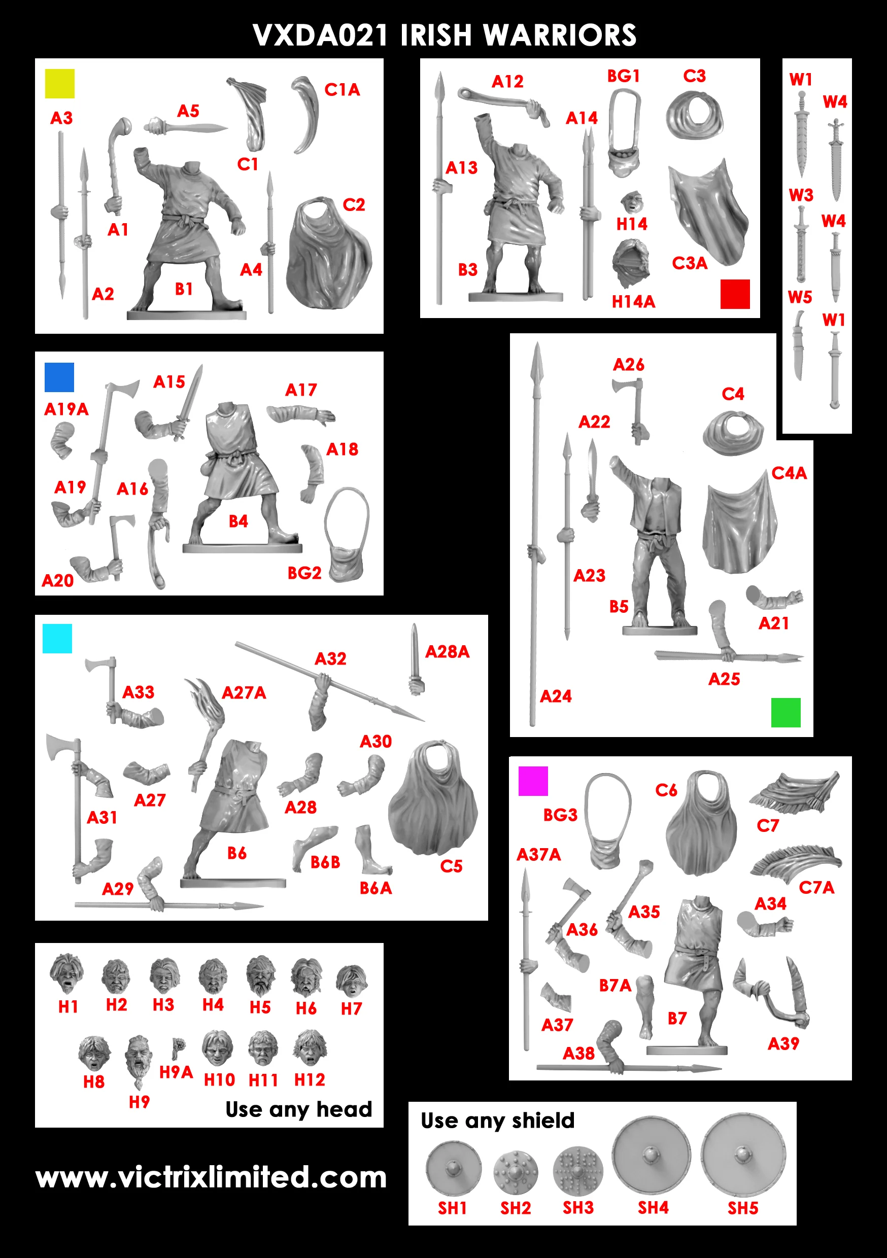 Victrix Miniatures: Dark Age Irish & Dogs (34 Warriors & 8 Dogs) - Image 13